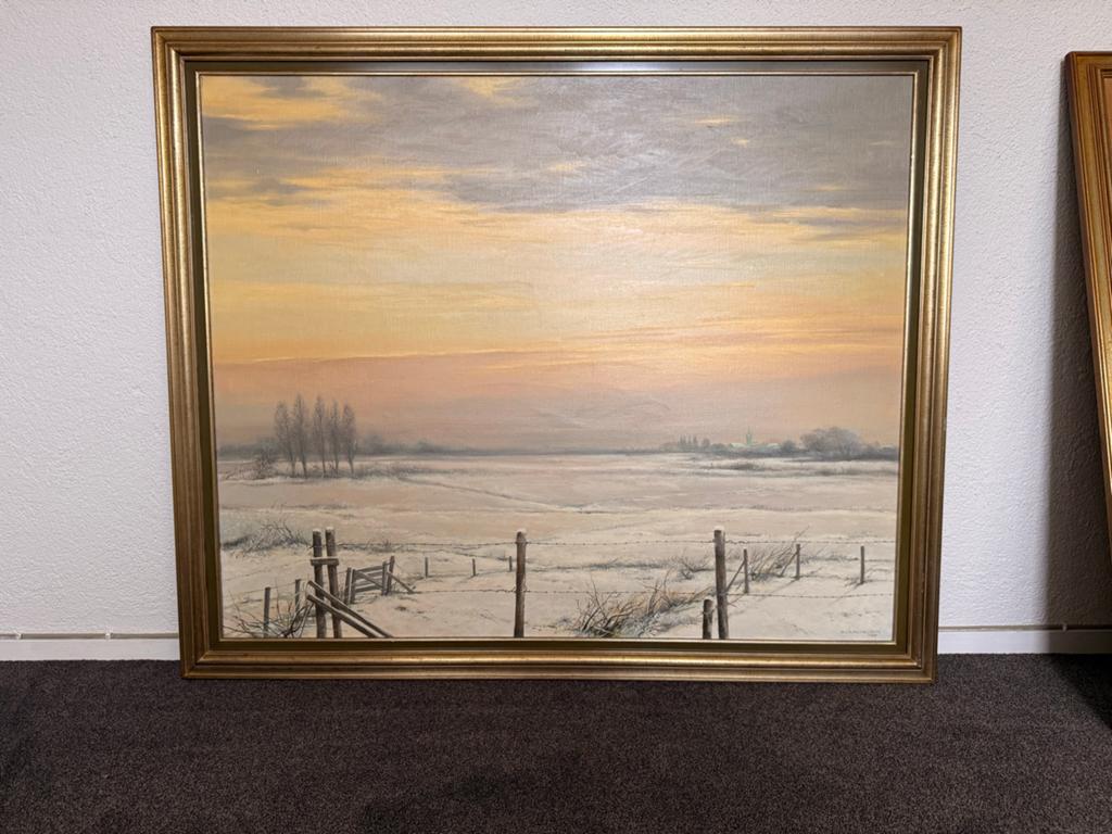 Schilderij J.C.A. Michielsen - Winterlandschap 1987, Antiek en Kunst, Ophalen of Verzenden