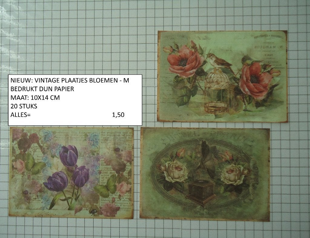 vintage plaatjes bloemen M ( 20 stuks ) alleen verzenden, Hobby en Vrije tijd, Scrapbooking, Ophalen, Nieuw, Papier of Karton