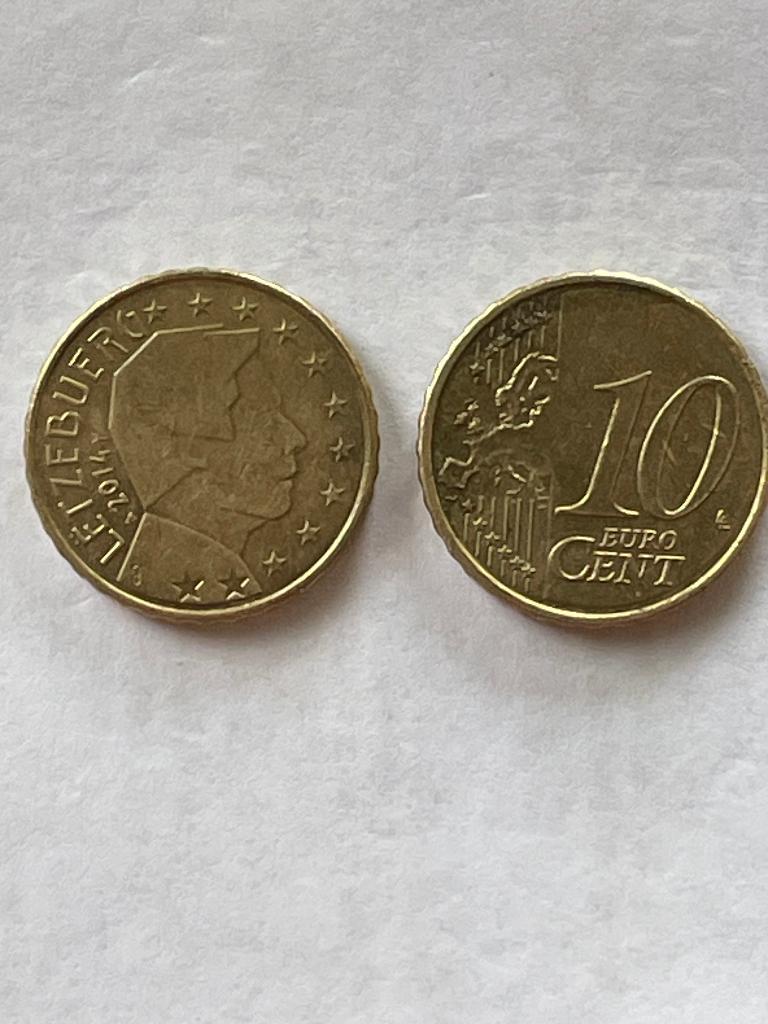 Luxemburg 10 cent 2014 en 2002, Ophalen of Verzenden, Luxemburg, 10 cent, Losse munt