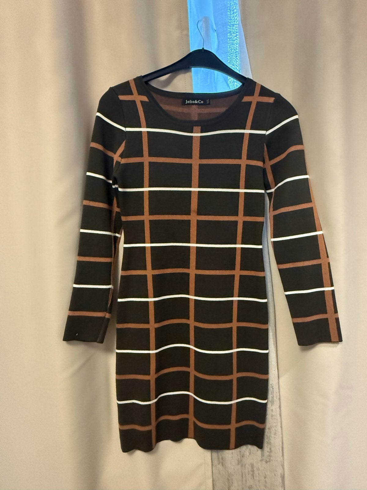 Jolio&Co geruite jurk, maat M/L, Kleding | Dames, Maat 38/40 (M), Bruin, Ophalen of Verzenden, Zo goed als nieuw