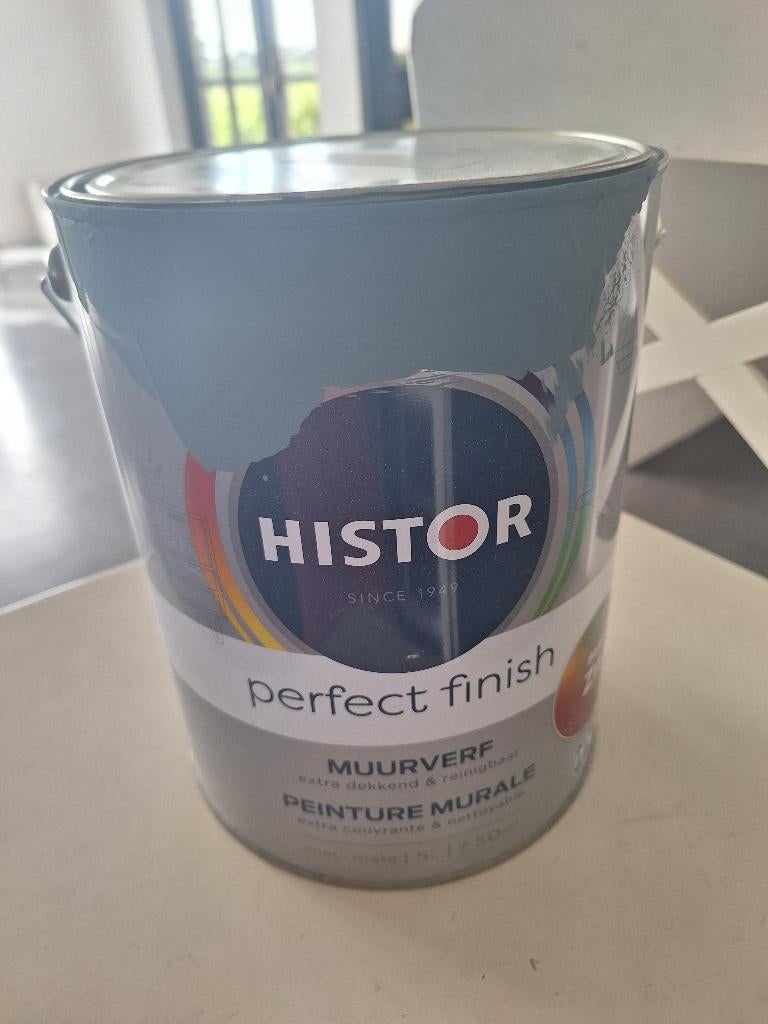 HISTOR MUURVERF Groen/blauw, Doe-het-zelf en Verbouw, Gebruikt, Blauw, Ophalen of Verzenden, Verf