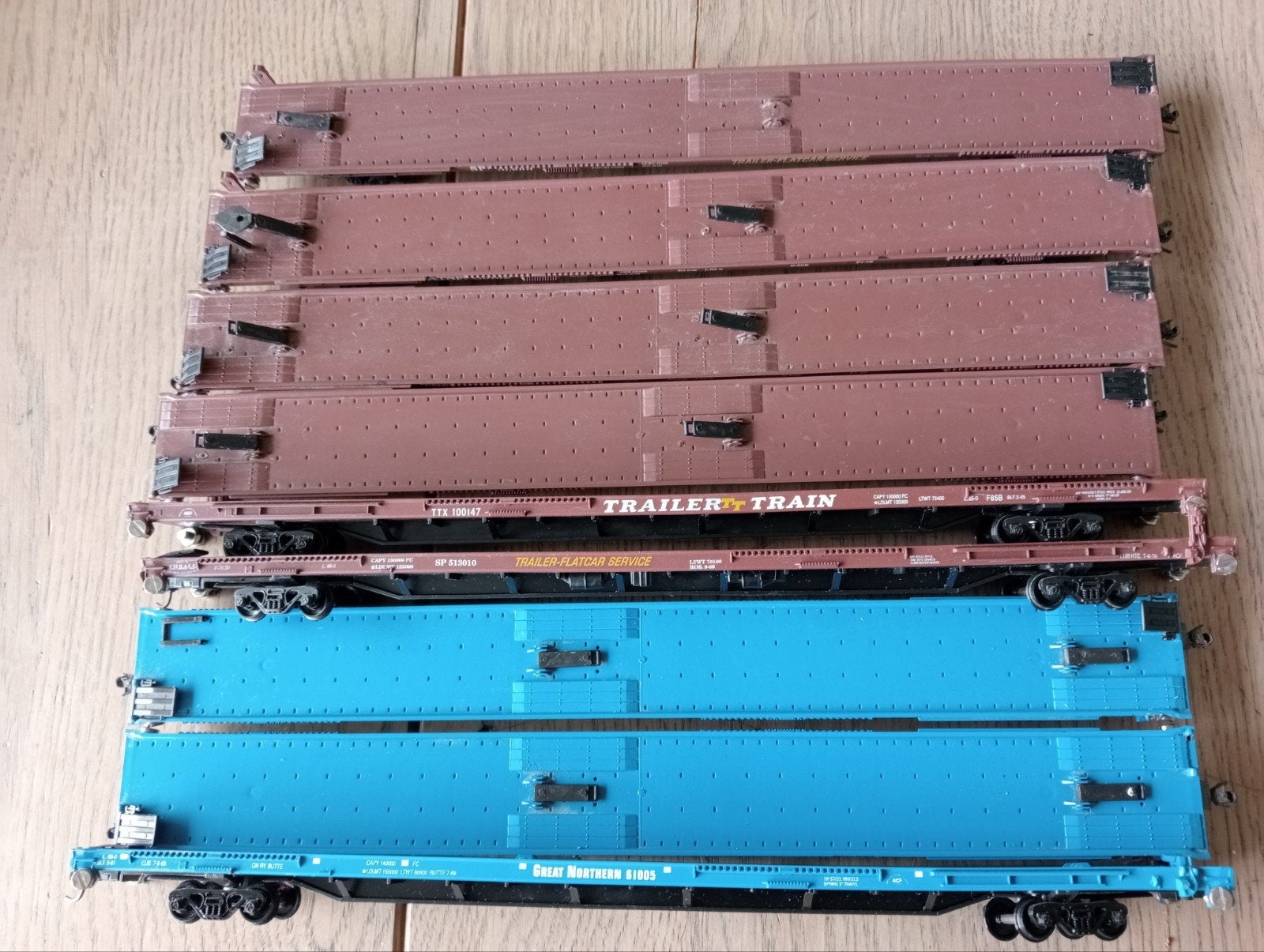 Set van 9 goederenwagons - Trailer Train & Great Northern, Overige merken, Gebruikt, Gelijkstroom of Wisselstroom, Wagon