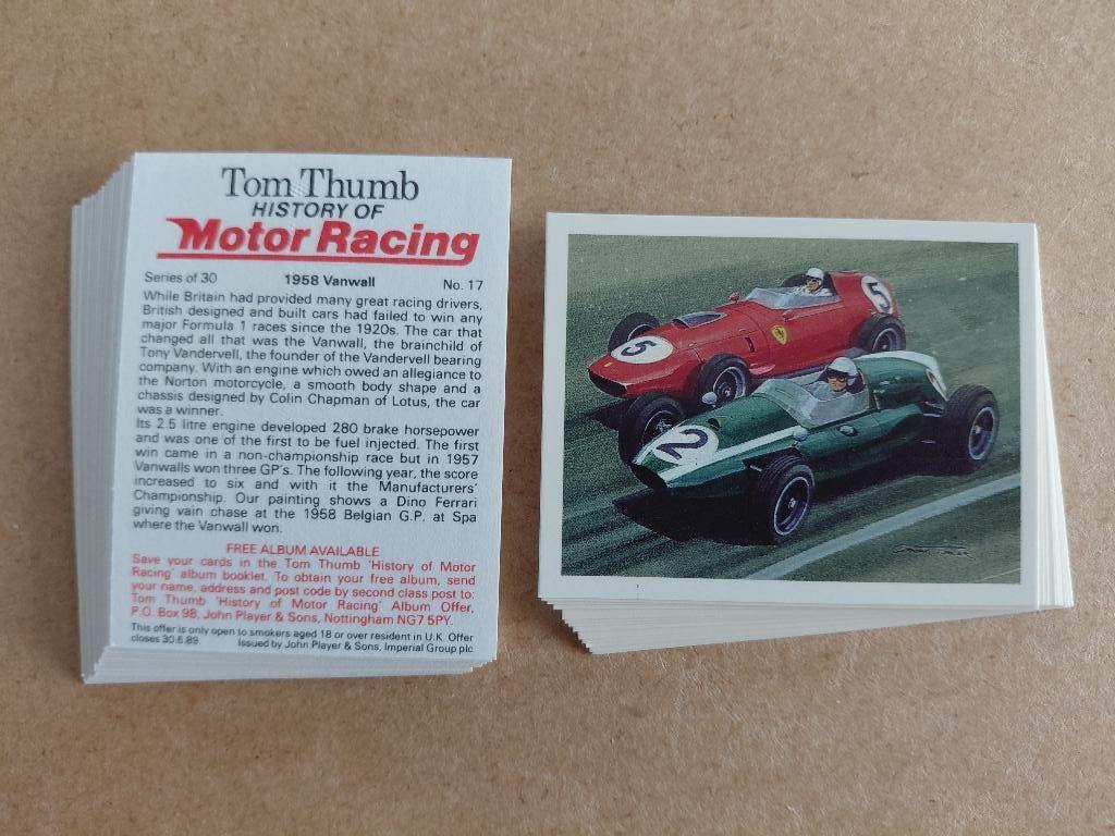 History of Motor Racing complete set 30 cigar cards 1986, Ophalen, Gebruikt, Auto's