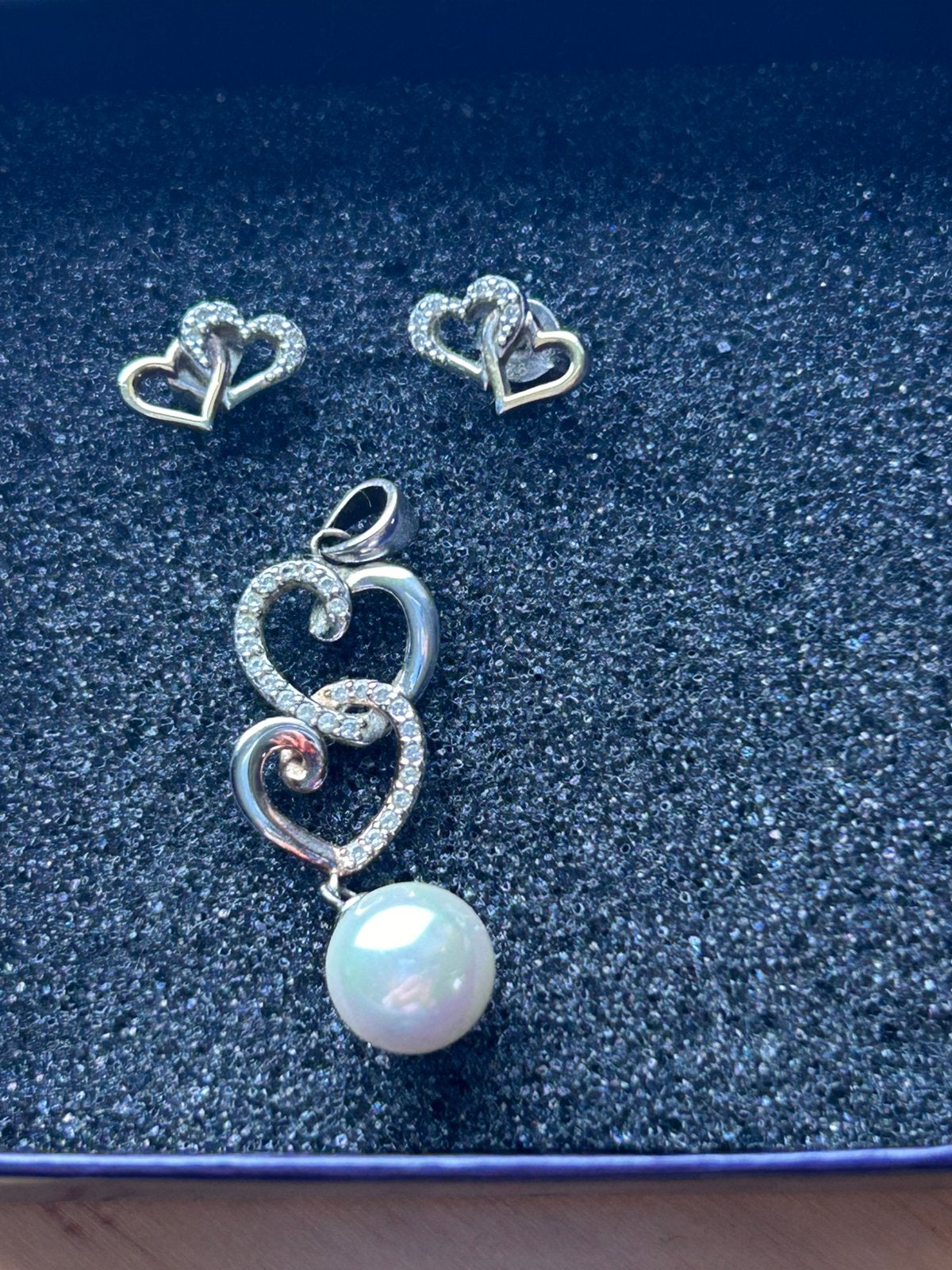 Lucardi sieraden set hartjes zilver en rose goud, Ophalen of Verzenden, Zo goed als nieuw, Knopjes of Stekers, Goud