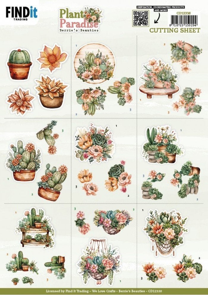 Berrie's Beauties CD12338 Plant Paradise Mini 3D knipvel A4, ., Nieuw, Ophalen of Verzenden, .