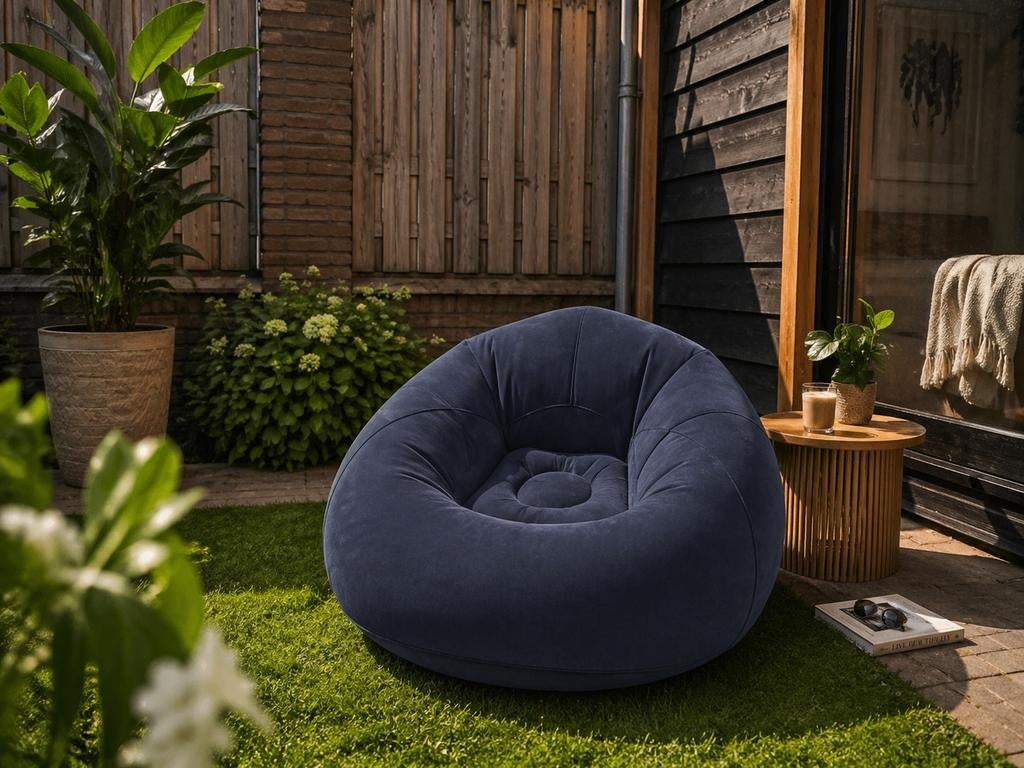 Comfortabele Opblaasbare Zitzak - Blauw nieuw, Verzenden, Nieuw, Grijs, Zitzak