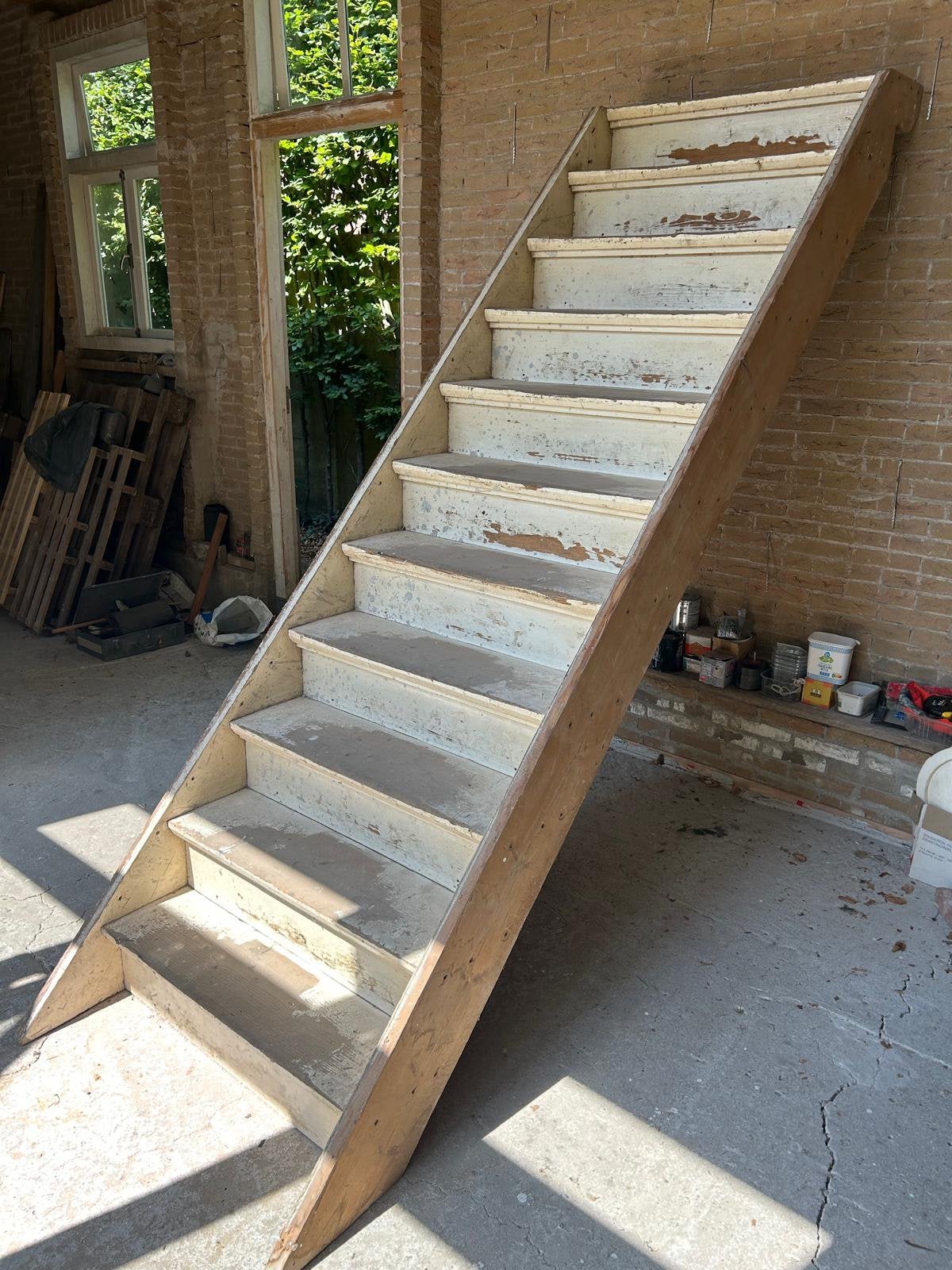 Antieke houten trap, Ophalen, Gebruikt, Trap, 2 tot 4 meter