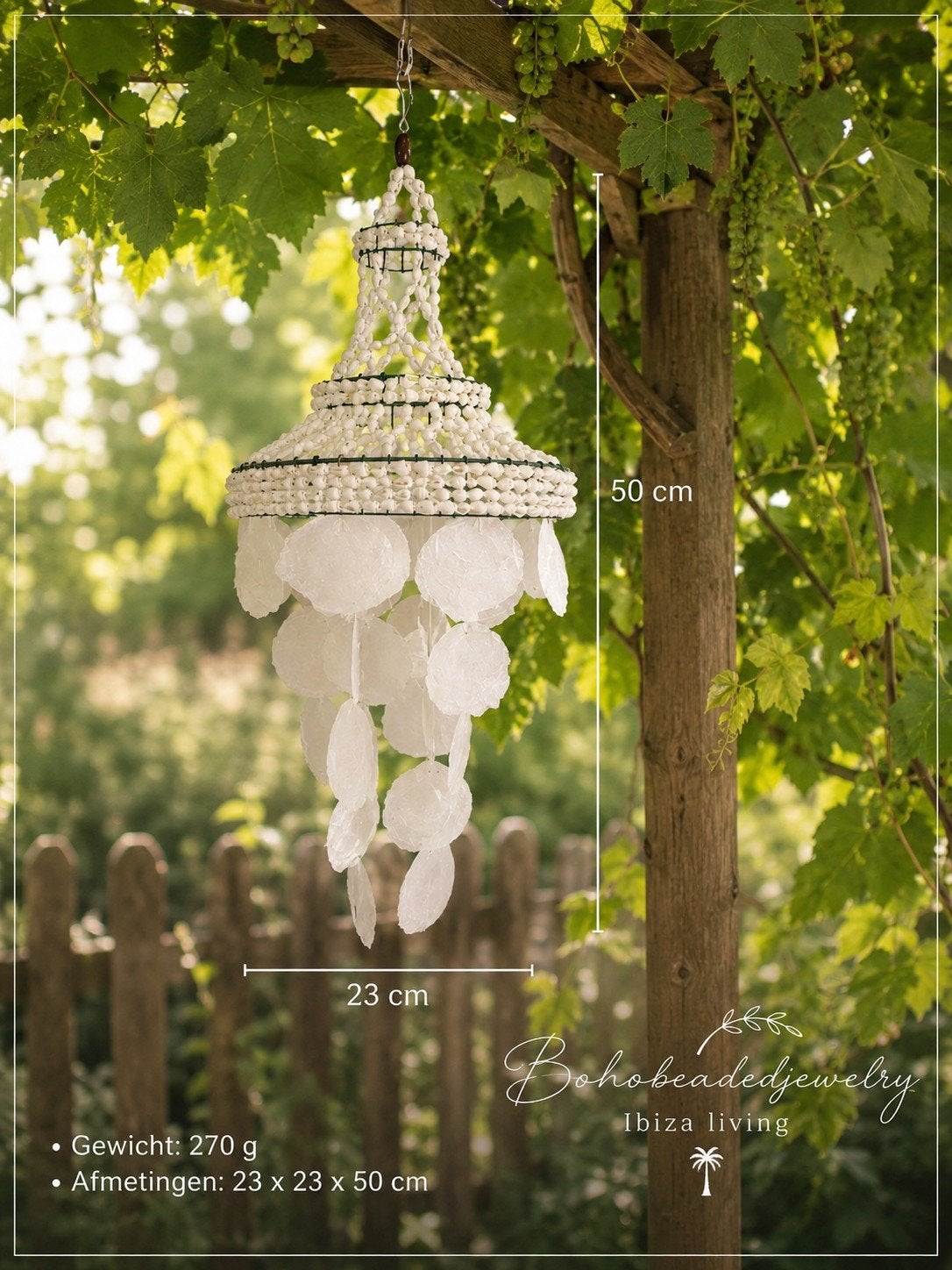 Handgemaakte Capiz Hanglamp - Ibiza Boho Stijl, Ophalen of Verzenden