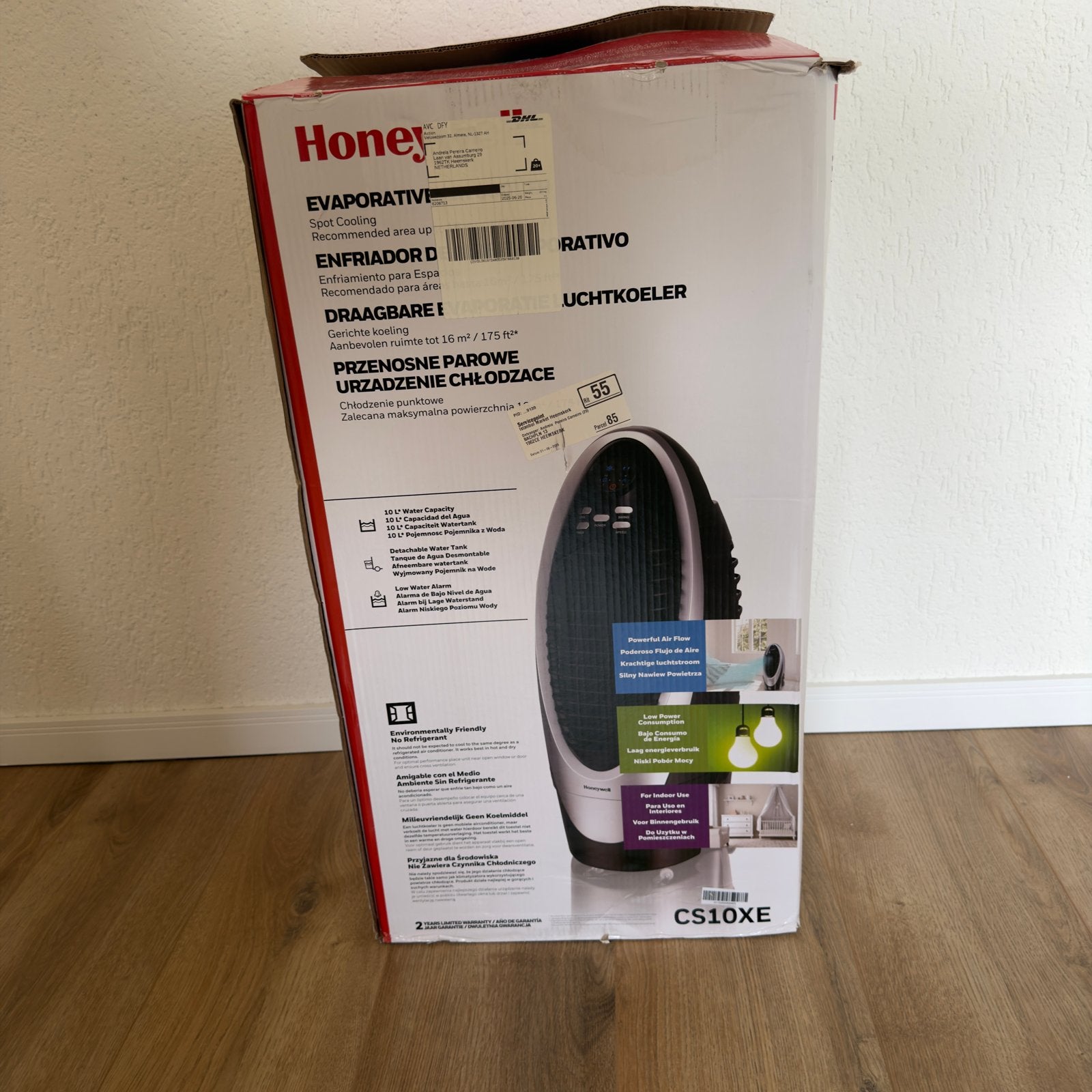 Honeywell CS10XE Verdampingskoeler - Mobiele Airco, Ophalen, Minder dan 60 m³, 3 snelheden of meer, Zo goed als nieuw