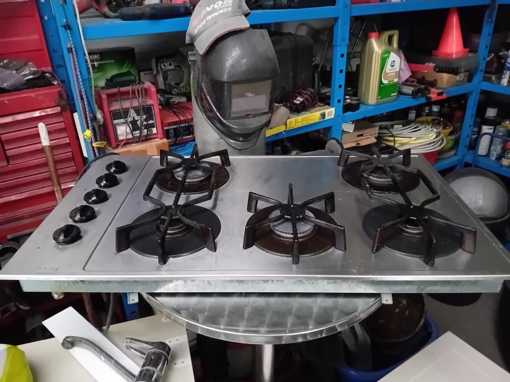 Etna rvs 5- pits inbouw gaskookplaat, Ophalen, Zo goed als nieuw, Inbouw, 5 kookzones of meer