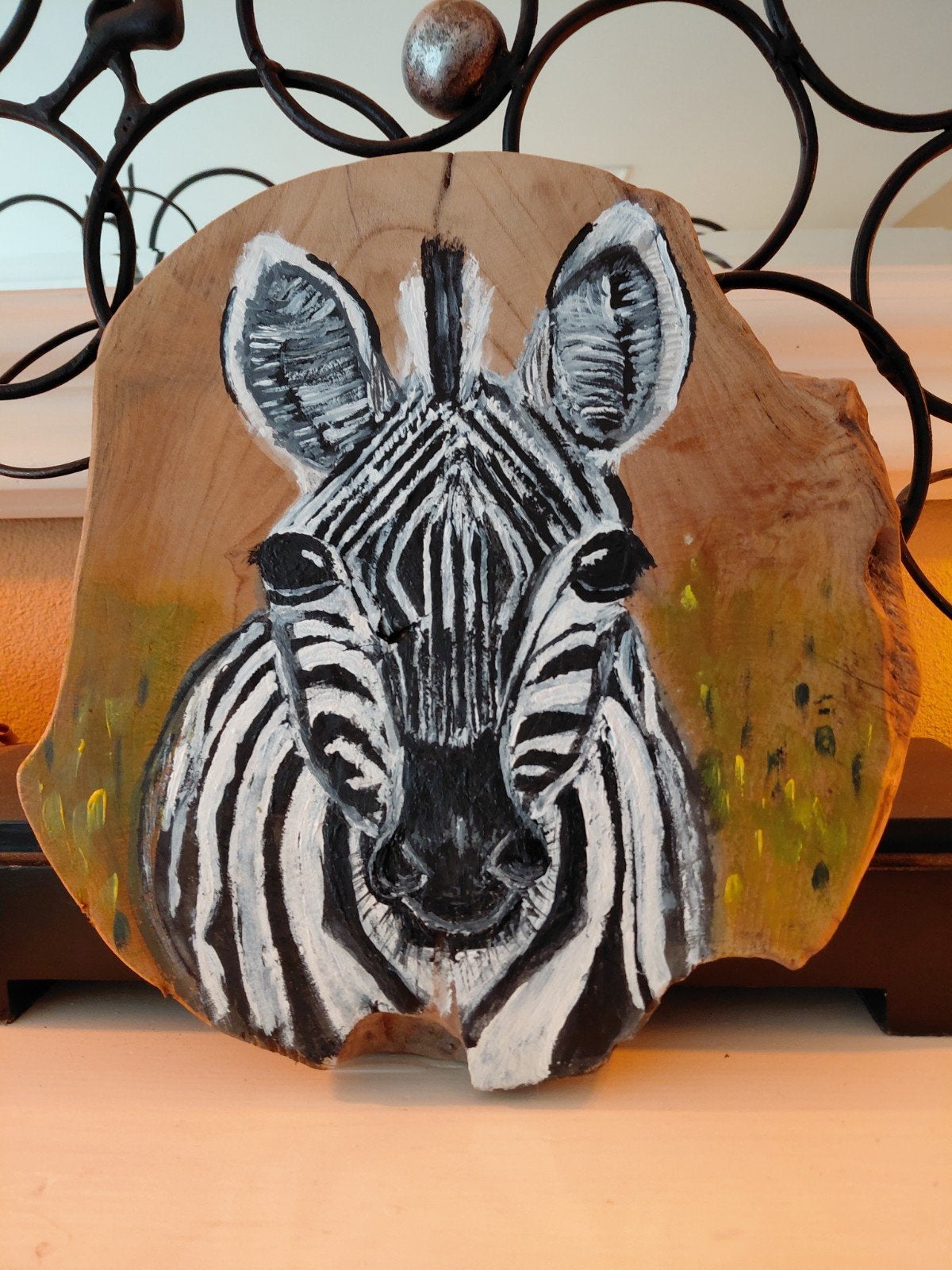 Schilderij op hout, zebra, Verzenden