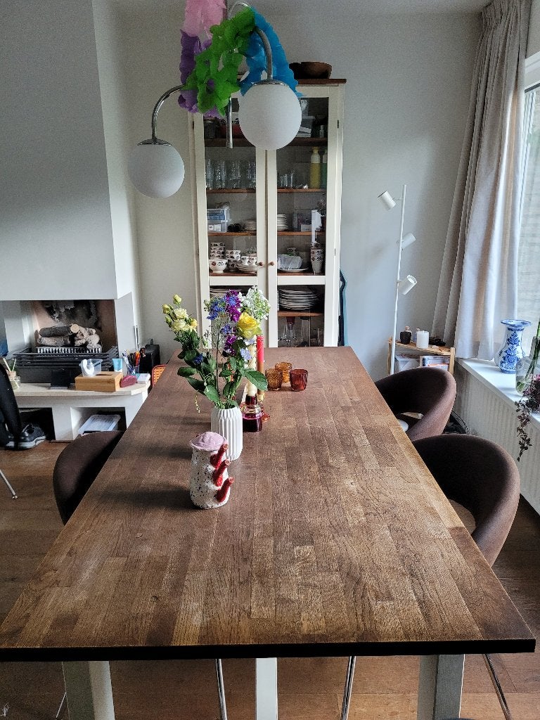 Eettafel WOOOD, Huis en Inrichting, Tafels | Eettafels, Ophalen, Gebruikt, Eikenhout, 50 tot 100 cm