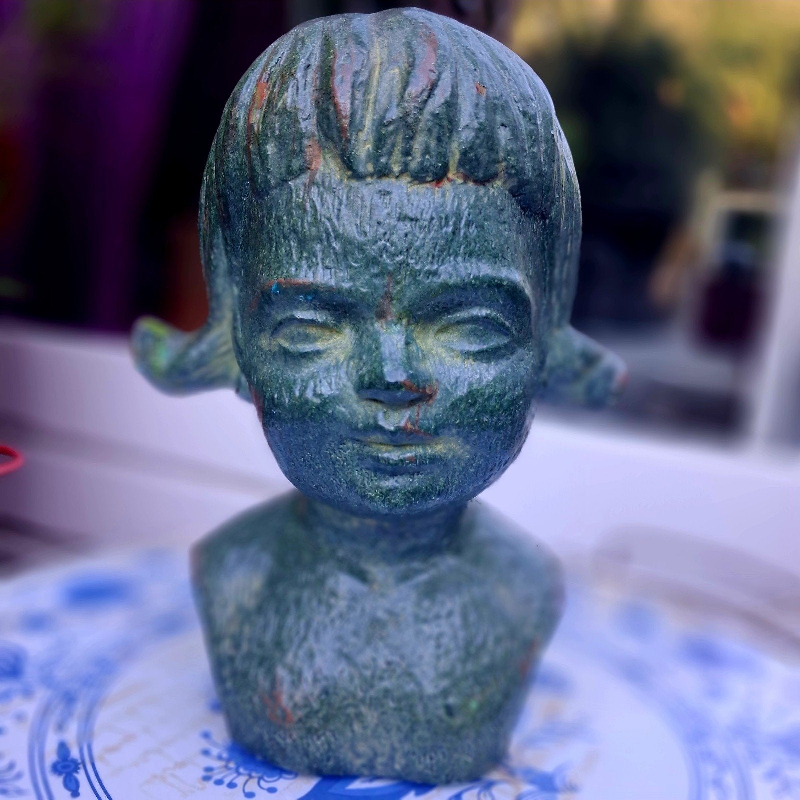 Vintage Buste van Meisje - Paridur, Antiek en Kunst, Kunst | Beelden en Houtsnijwerken, Minder dan 20 cm, Gemerkt, Buste, Ophalen of Verzenden