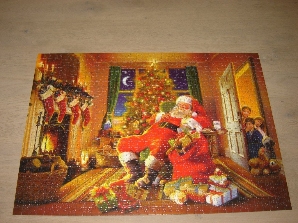 Puzzel Ravensburger SANTA CAUGHT 1000 st., Ophalen of Verzenden, 500 t/m 1500 stukjes, Zo goed als nieuw, Legpuzzel