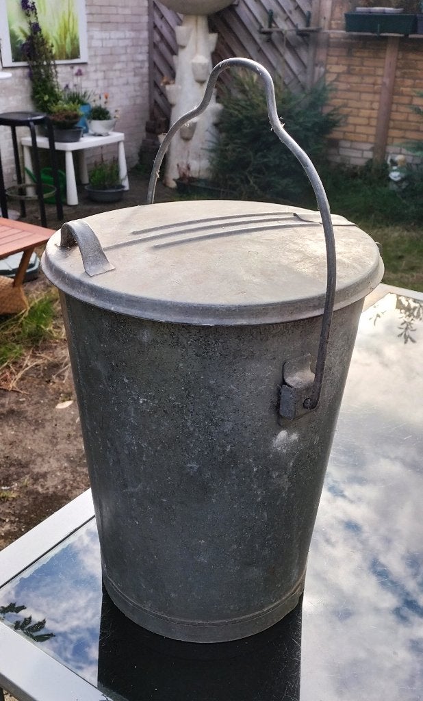 Vintage gegalvaniseerde zinken vuilnisbak jaren 70, Ophalen