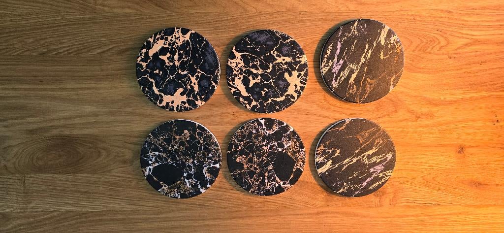 Onderzetters - Rond - Marmer - 10x10 cm - 6 stuks, Huis en Inrichting, Woonaccessoires | Onderzetters, Ophalen of Verzenden, Nieuw