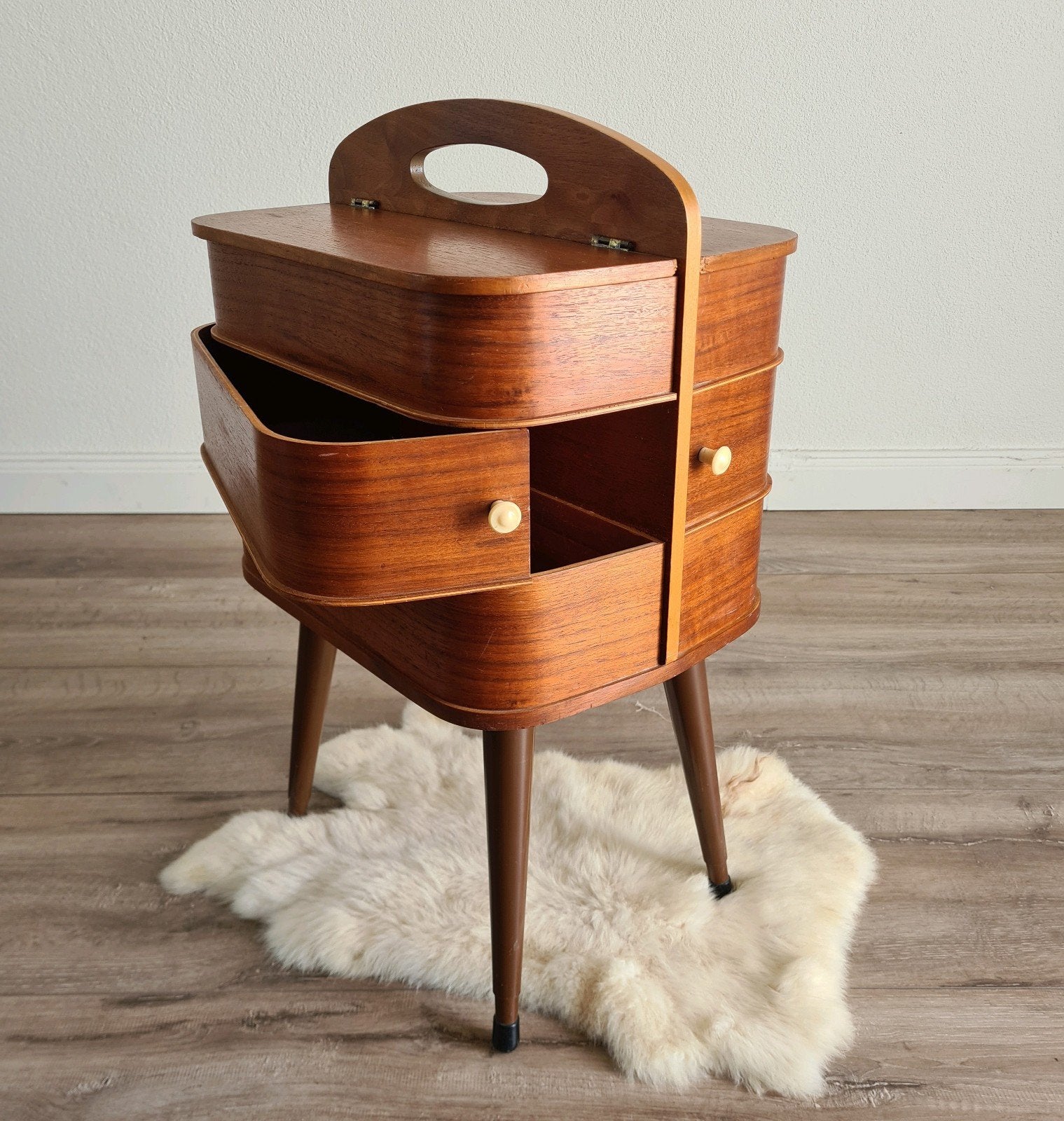 vintage retro deens kast kastje naaikoffer hout teak, Ophalen of Verzenden, Huis en Inrichting