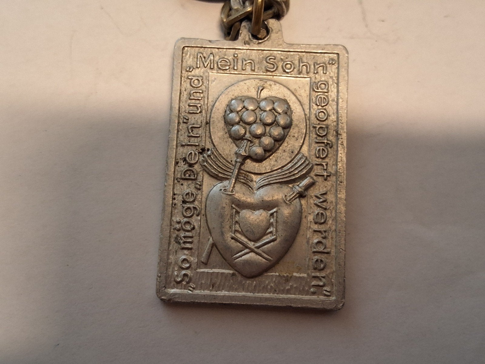 Antieke hanger voor rozenkrans of ketting - Jezus Maria, Antiek en Kunst, Antiek | Religie, Ophalen of Verzenden