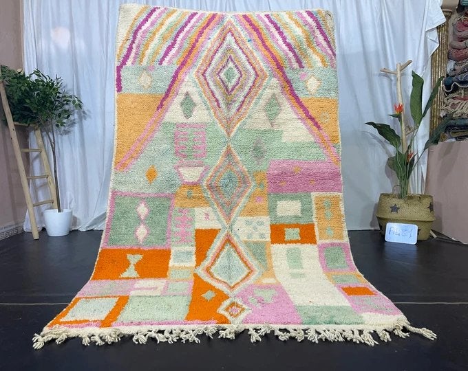 Handgemaakt Marokkaans Vloerkleed - Beni Ourain, Huis en Inrichting, Bohemian, Marokkaans, Modern, Vrolijk, 150 tot 200 cm, 200 cm of meer
