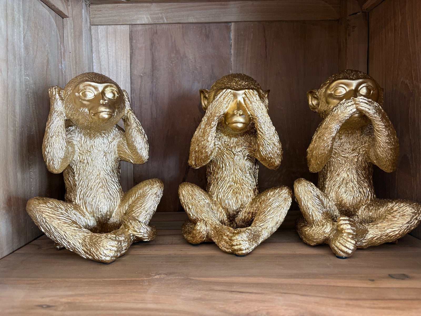 Set van 3 gouden aapjes: Horen, Zien, Zwijgen - Coco Maison, Ophalen of Verzenden, Nieuw, Goud, Overige materialen