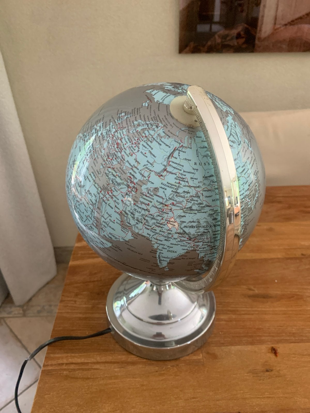 Verlichte Wereldbol Lamp., Ophalen, Gebruikt, Kunststof, 20 cm