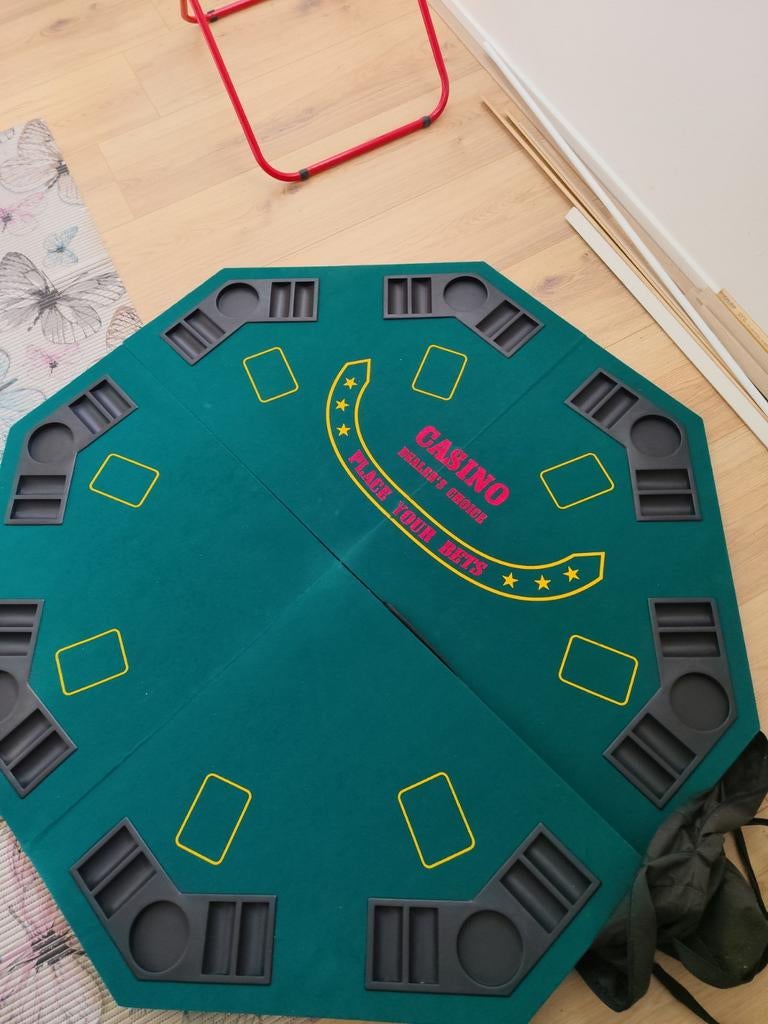 Inklapbare pokertafel in draagtas, Vijf spelers of meer, Ophalen, Zo goed als nieuw