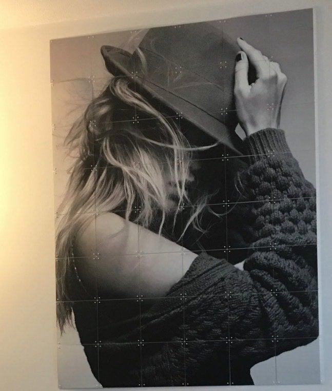 Ixxi wanddecoratie 120x160 cm - Vrouw met hoed, Gebruikt, Meerkleurig, Ophalen of Verzenden, Wandbord of Wandpaneel