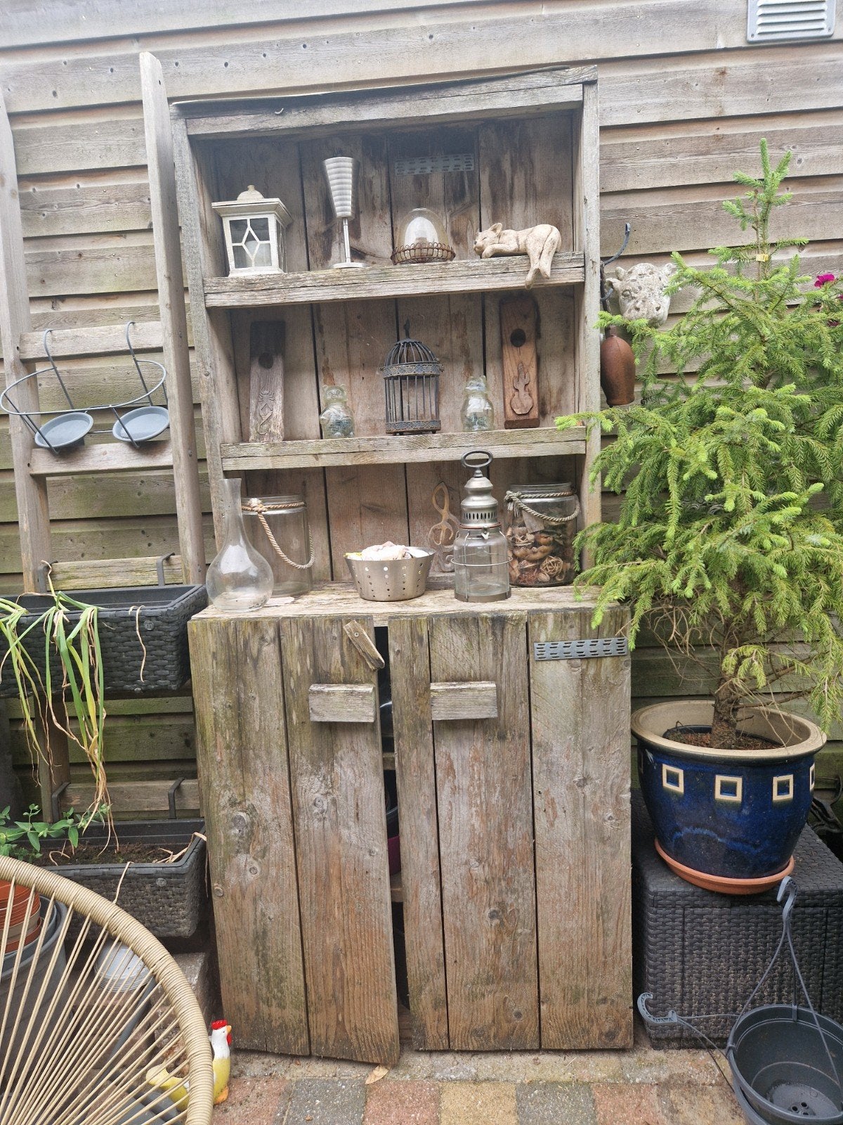 Houten buitenkast met planken - 200x85x49 cm, Ophalen, Gebruikt, Hout, Overige typen