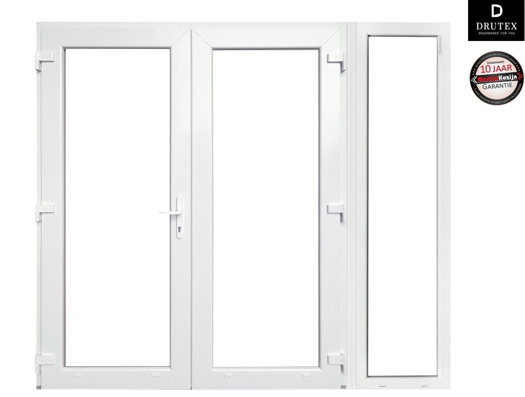 Kunststof Dubbele Deur Met Zijlicht 252,4 X 215 Cm Wit, Niet ingevuld, Kunststof, Niet ingevuld, Nieuw