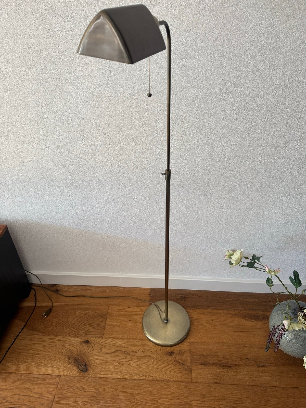 Massive Vloer/leeslamp  - Vintage Stijl - Messing, Huis en Inrichting, Lampen | Vloerlampen, Ophalen, Gebruikt, E27 (groot), Metaal