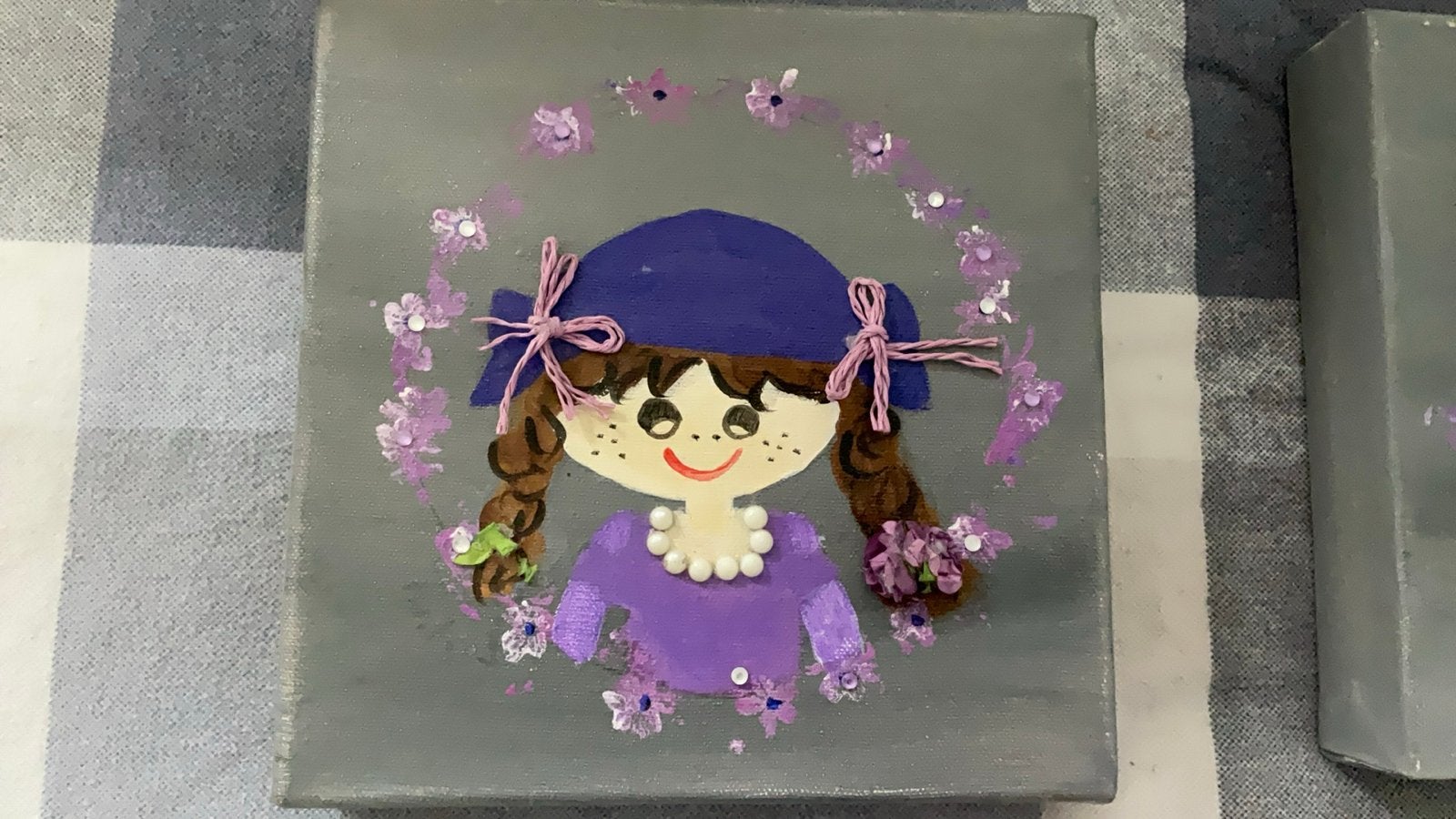 Set van 3 handgeschilderde meisjesportretten, Minder dan 50 cm, Ophalen of Verzenden, Zo goed als nieuw, Schilderij