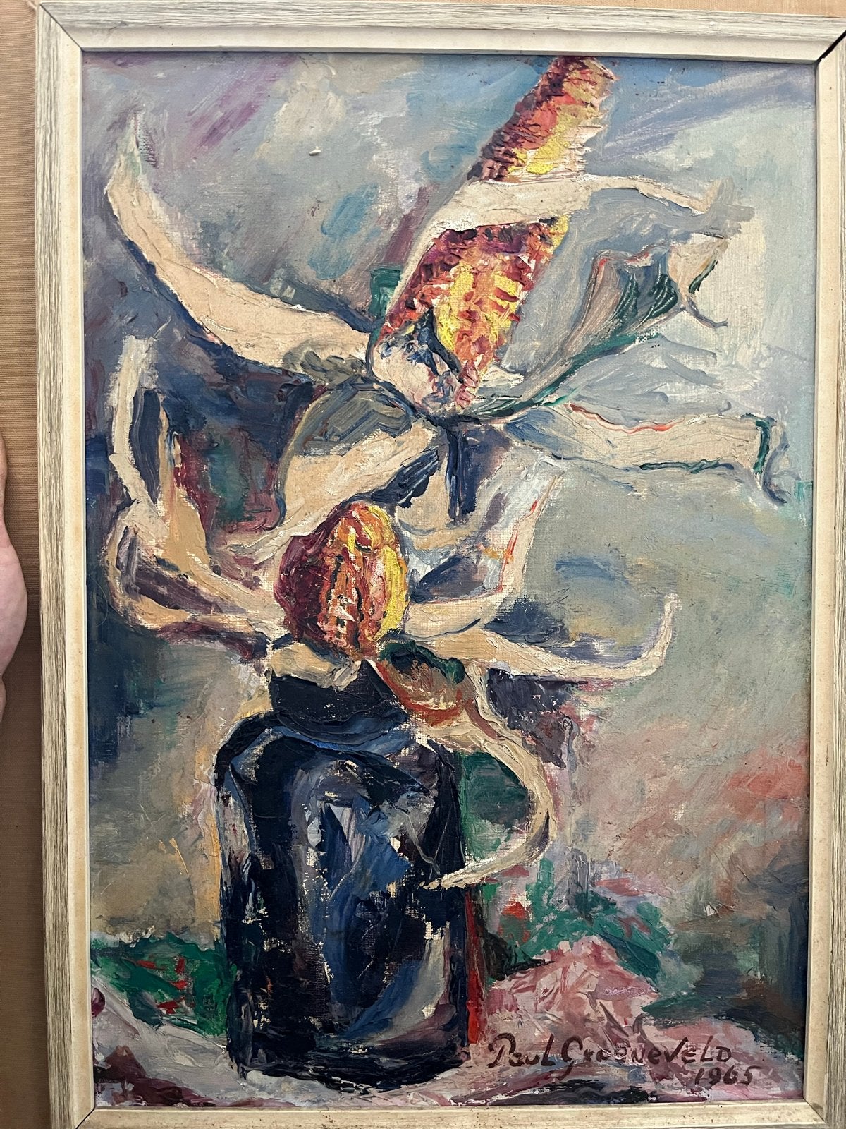 Twee olieverfschilderijen van Paul Groeneveld, 1965, Ophalen, Stilleven, Overige materialen, Gesigneerd