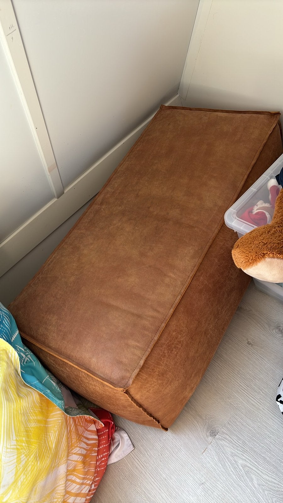 Leren poef cognac be pure bouwhof, Gebruikt, Leer, Rechthoekig, 50 tot 75 cm