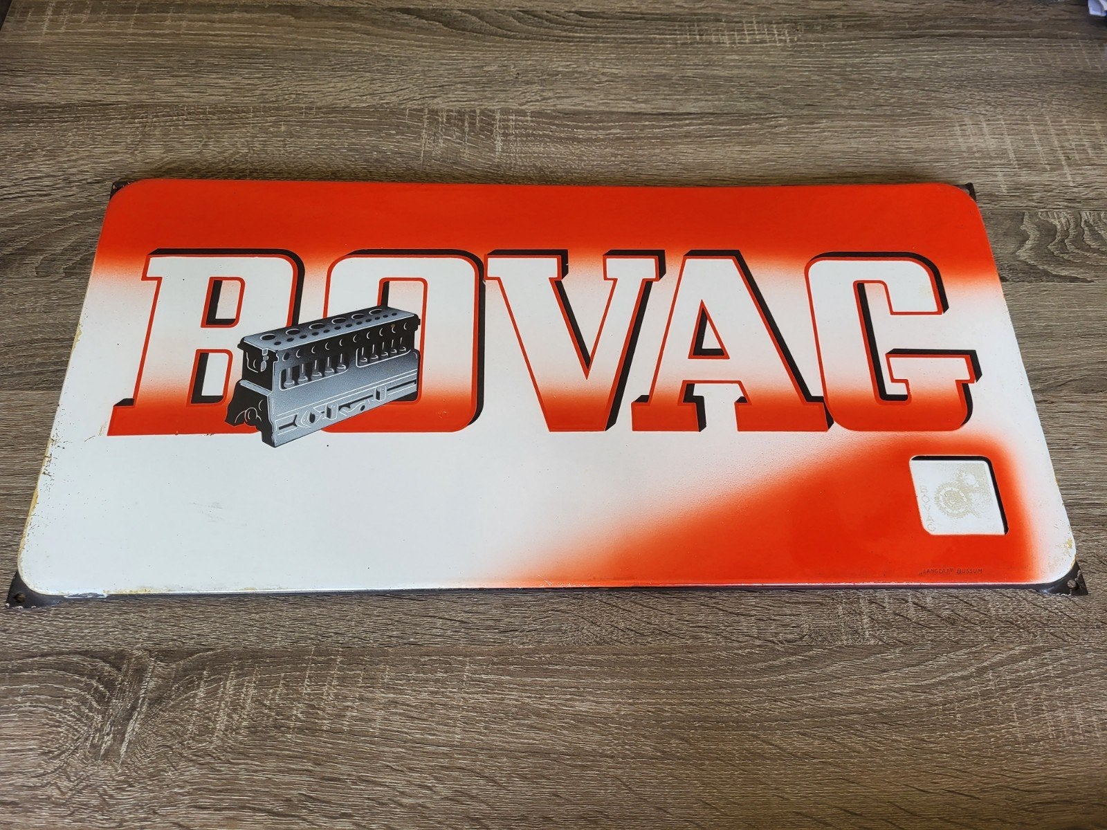 Vintage Bovag Emaille Reclamebord - Langcat Bussum, Ophalen of Verzenden, Gebruikt, Reclamebord