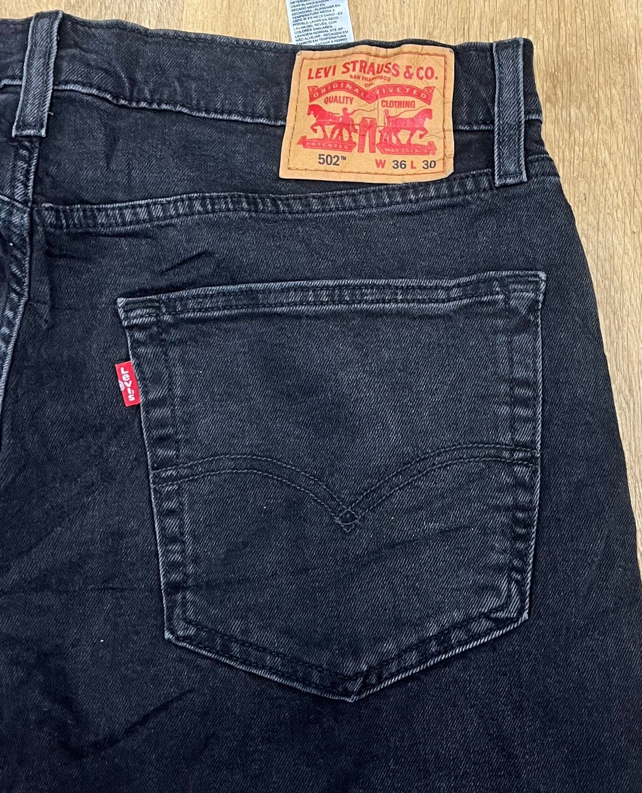 Levi’s 502 regular tapered jeans zwart - Maat W36 L30, Ophalen of Verzenden, Zo goed als nieuw, Zwart, W36 - W38 (confectie 52/54)