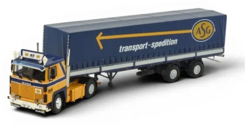 TEKNO SCANIA 141 + HUIF TRAILER - ASG - KLIPPAN, Hobby en Vrije tijd, Modelauto's | 1:50, ., Nieuw, Tekno, Bus of Vrachtwagen