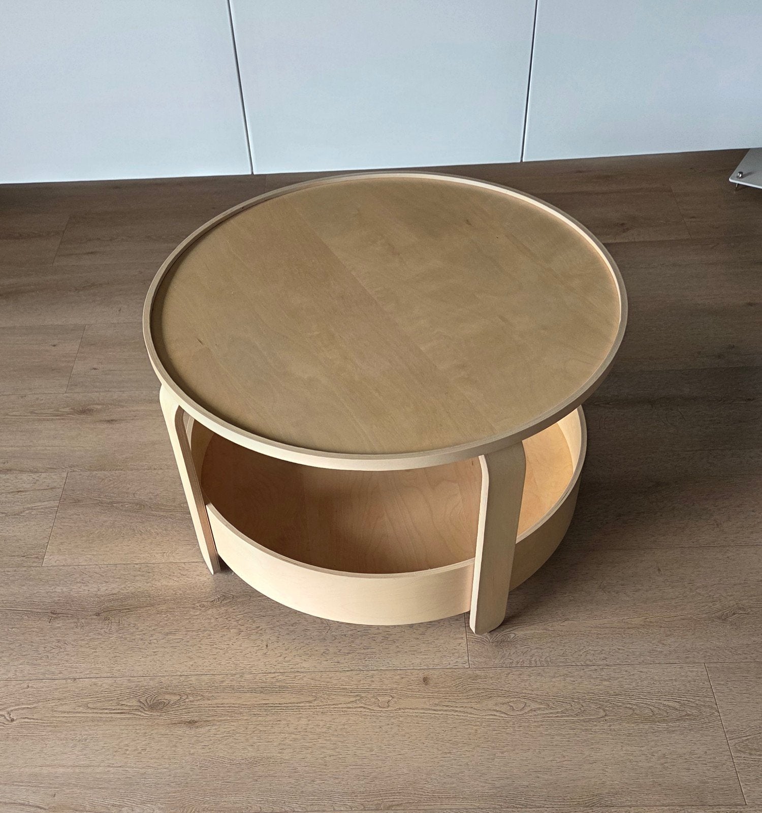Ikea  Borgeby salontafel berken., Ophalen, 50 tot 100 cm, Modern, Scandinavisch, Rond