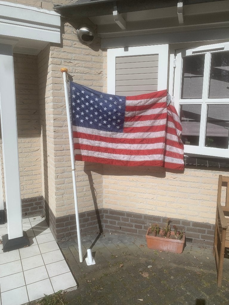 Vlaggenmast + houder + Amerikaanse vlag, Diversen, Vlaggen en Wimpels, Ophalen, Gebruikt