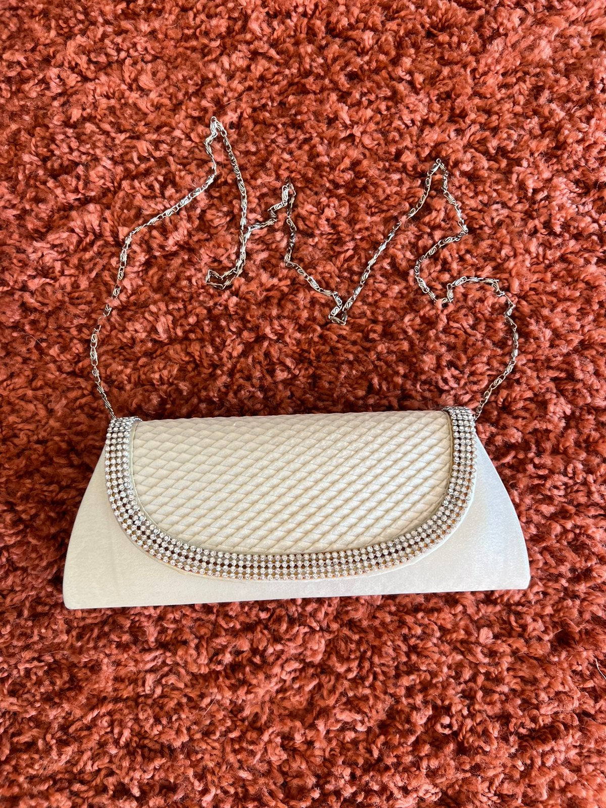 Elegante Clutch/Avondtasje met Strass - Crème/Ivoor, Ophalen of Verzenden, Gebruikt, Wit, Avondtasje