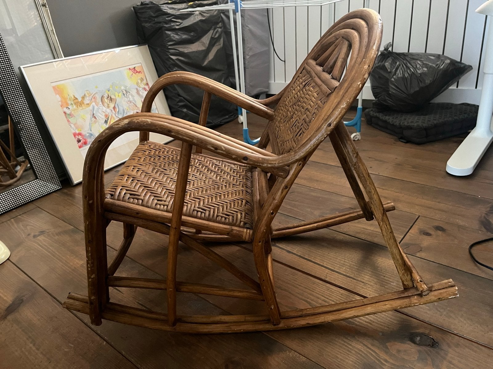 Vintage rotan schommelstoel voor kinderen, Ophalen