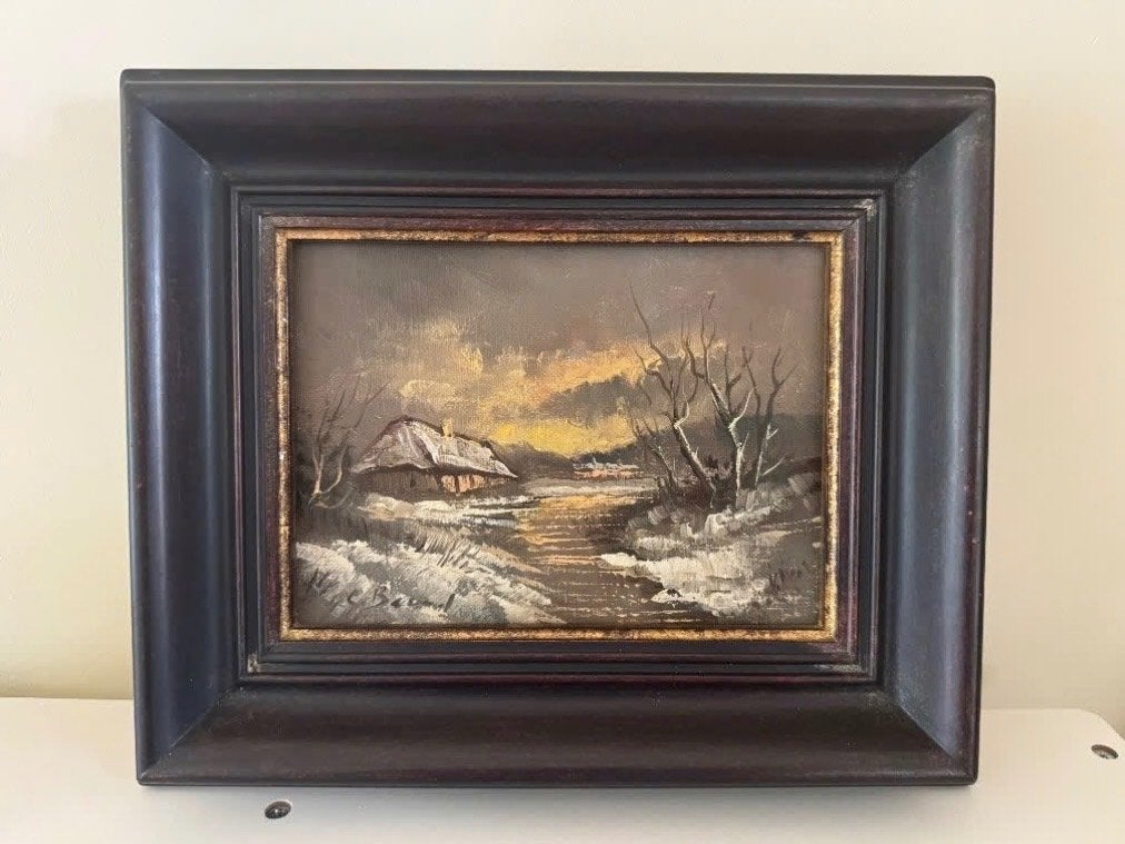 Sfeervol klassiek olieverfschilderij – Winters, Antiek en Kunst, Ophalen of Verzenden