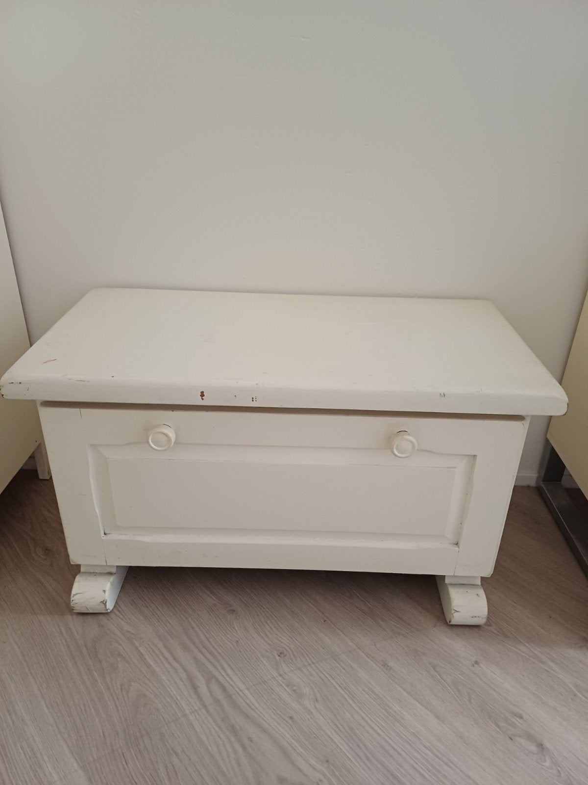 Witte houten opbergkist / bankje, Ophalen, Gebruikt, 50 tot 100 cm, 50 tot 75 cm