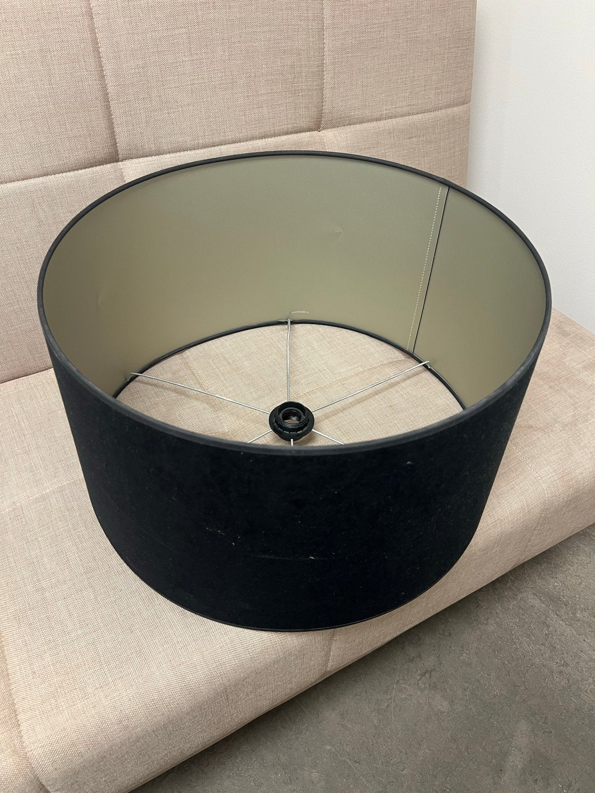 Zwarte lampenkap 50 cm breed, 28 cm hoog, Gebruikt, Overige typen, Zwart, Rond