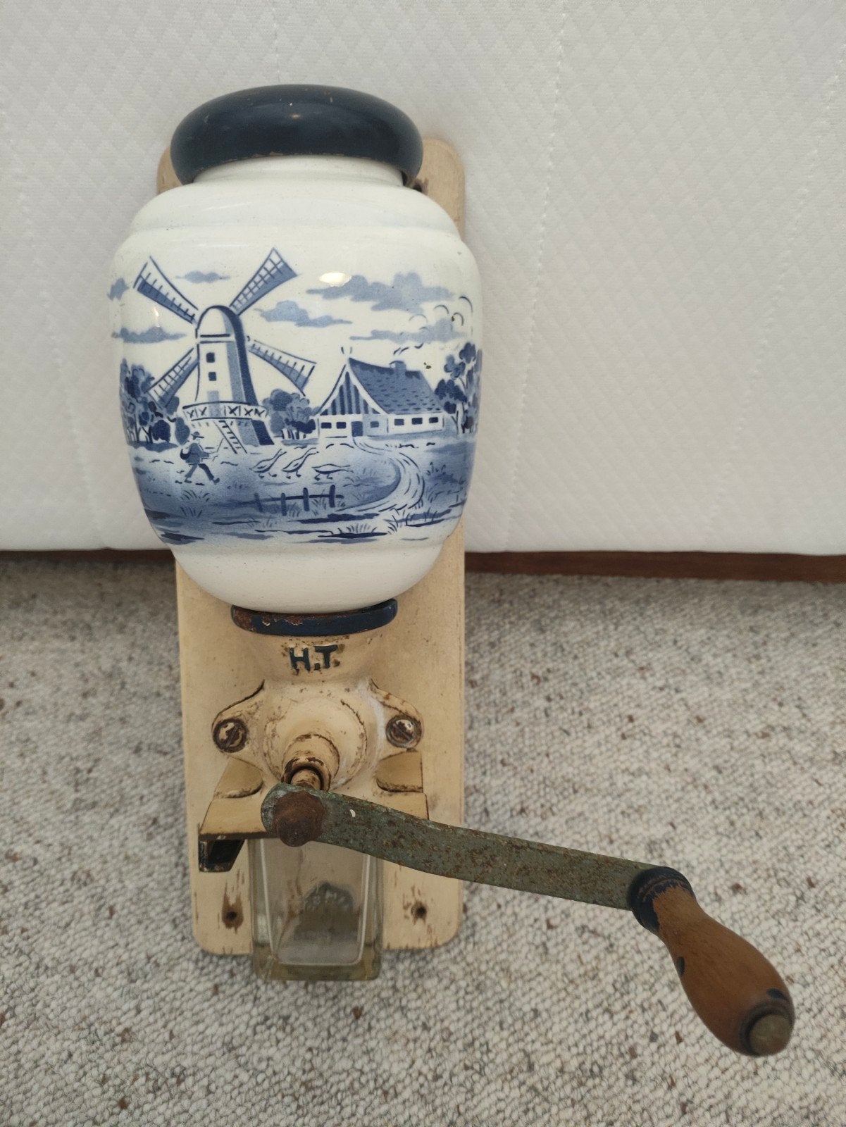 Antieke Trösser Wandkoffiemolen - Delfts Blauw Decor, Ophalen of Verzenden