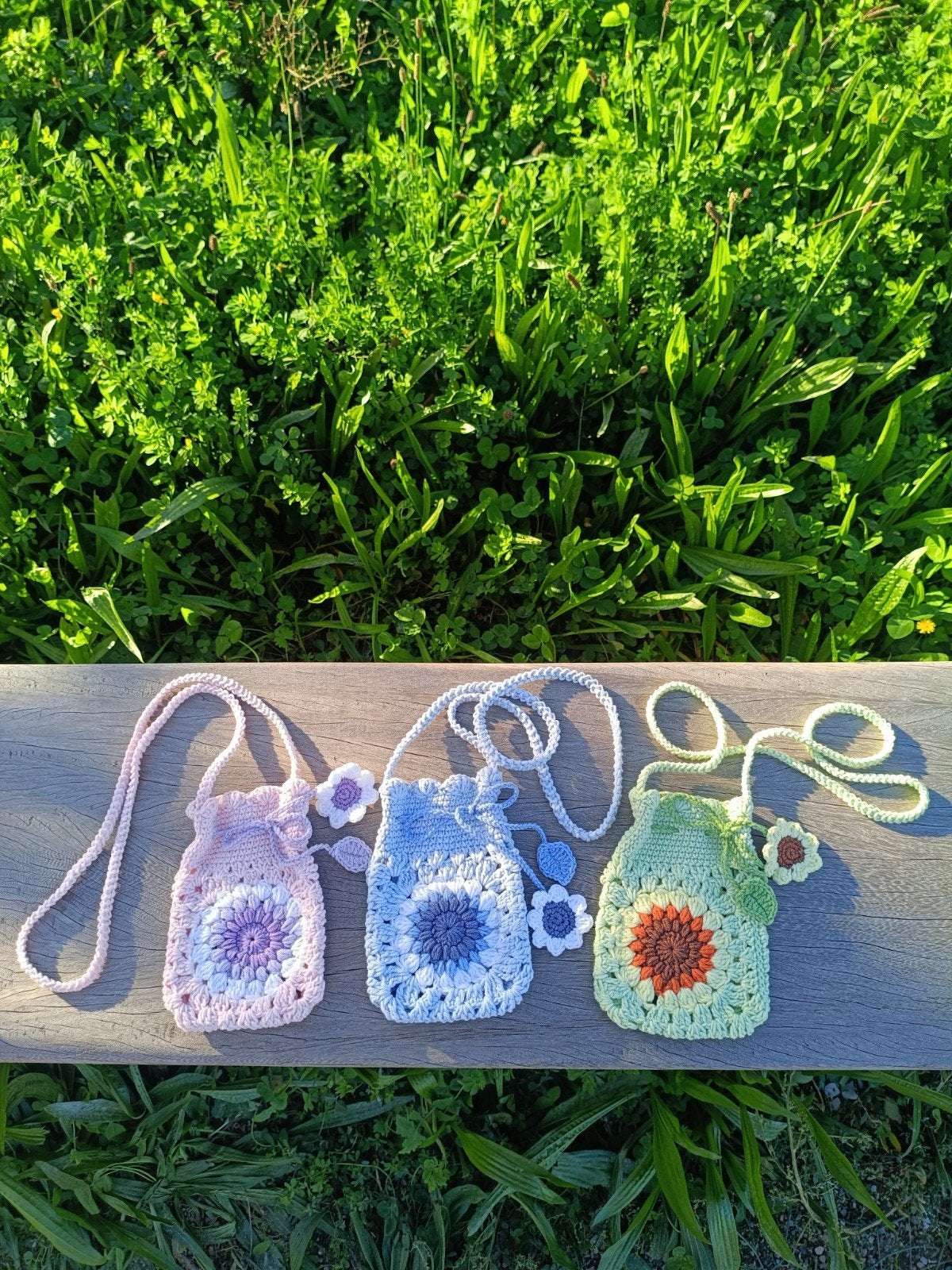 crochet sunflower phone bag, summer bag, Ophalen of Verzenden, Nieuw, Wit