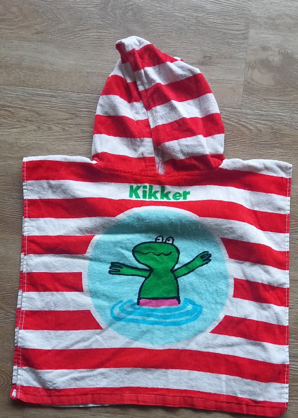 Kikker Poncho Handdoek - Rood/Wit gestreept, Ophalen of Verzenden, Gebruikt, Kikker