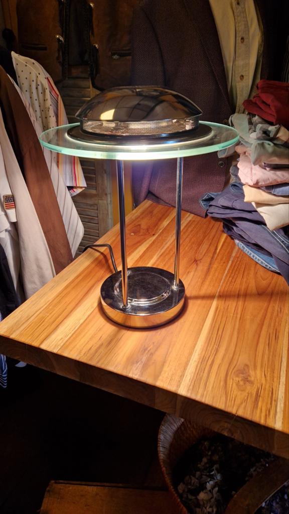 Vintage Robert Sonneman Saturn tafellamp jaren '80, Gebruikt, Vintage, Space Age, Modern, Jaren '80, Ophalen of Verzenden, Glas