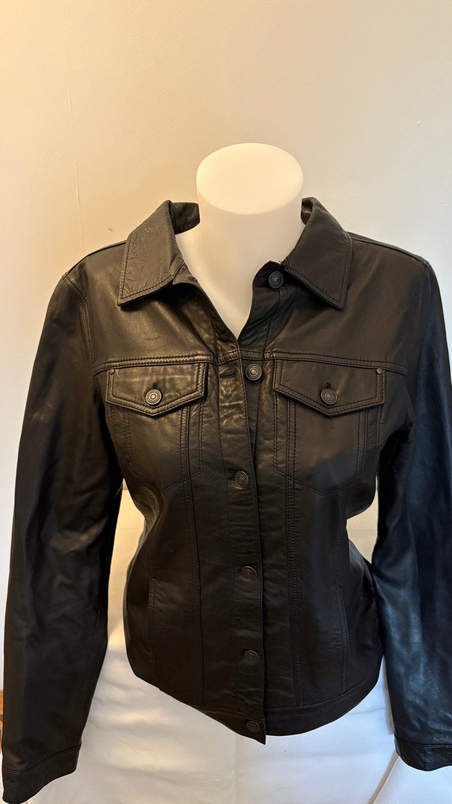 Zara Leren Jas Zwart Maat L - Premium Denim Collection, Ophalen of Verzenden, Zo goed als nieuw, Maat 42/44 (L), Zwart