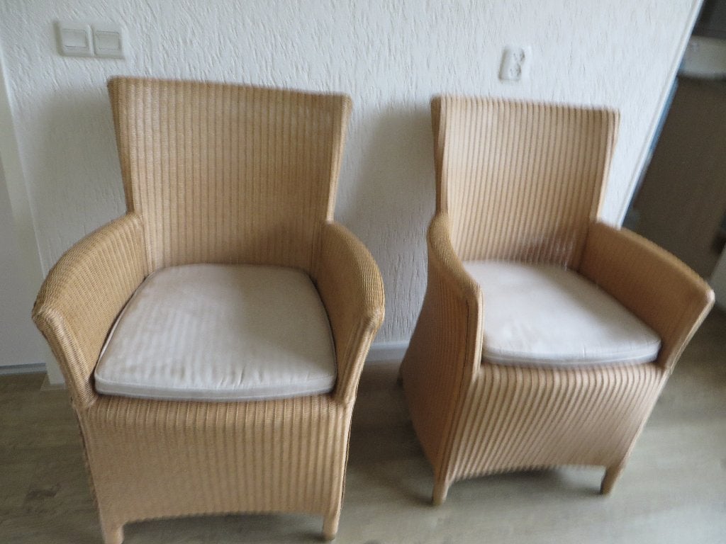 Lloyd Loom Design eetkamerstoel origineel 4 st.+ kussens, Huis en Inrichting, Ophalen, Overige kleuren, Riet of Rotan, Zo goed als nieuw
