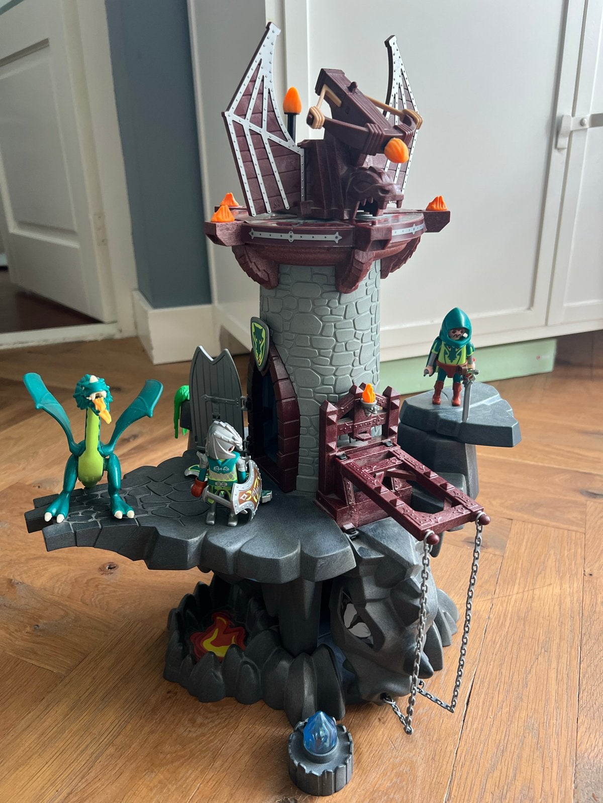 Playmobil 5913 Kasteel toren met ridders, draak en katapult, Gebruikt, Complete set, Fantasy, Ophalen of Verzenden